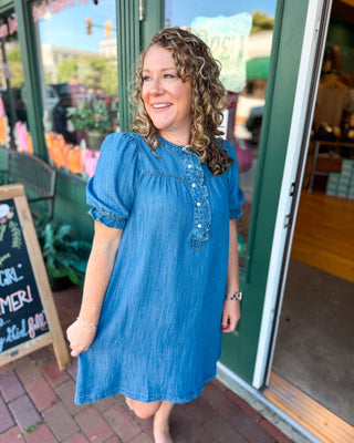 Park Avenue Button Front Chambray Dress - The Southern Loft