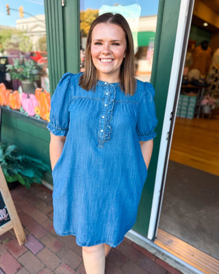 Park Avenue Button Front Chambray Dress - The Southern Loft
