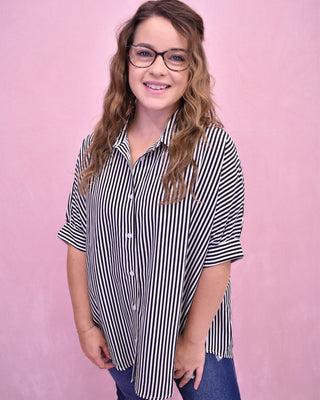 Passport To Paris Striped Button Down Top - The Southern Loft