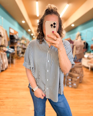 Passport To Paris Striped Button Down Top - The Southern Loft