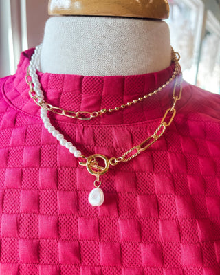 Pearl Mix Double Layer Toggle Necklace - The Southern Loft
