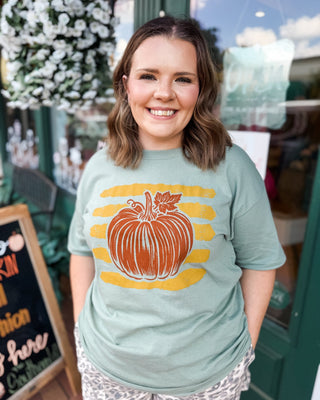 Pick of the Patch Striped Pumpkin Graphic Tee - The Southern Loft
