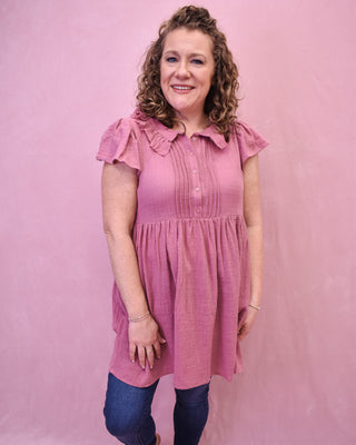 Pleasant Mornings Ruffle Sleeve Mini Dress - The Southern Loft