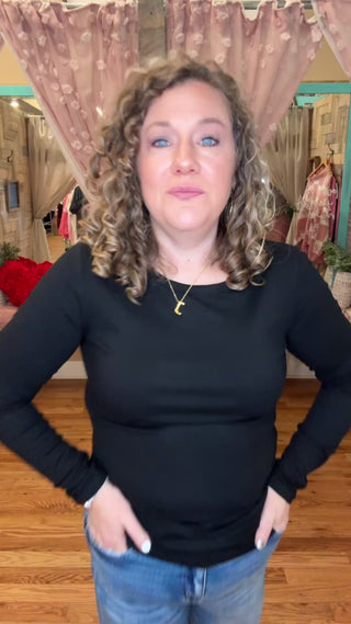 a slim fit ribbed long sleeve top