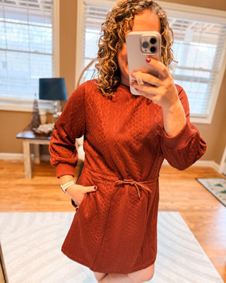 Pumpkin Kisses Cable Knit Mini Dress - The Southern Loft
