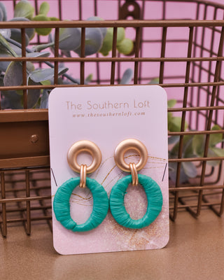 Raffia Wrapped Oval Earrings - The Southern Loft