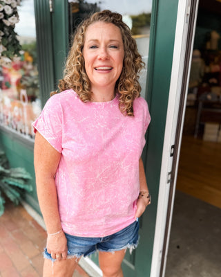 Relaxed & Ready Crinkle Washed Folded Sleeve Top - The Southern Loft