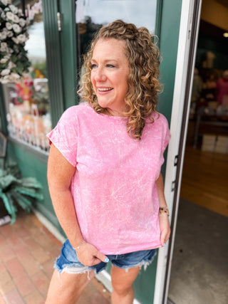 Relaxed & Ready Crinkle Washed Folded Sleeve Top - The Southern Loft