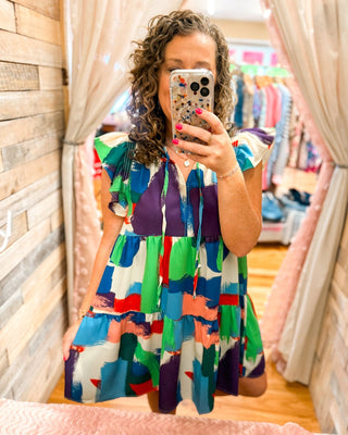 Retreat Yourself Brushstroke Print Dress - The Southern Loft