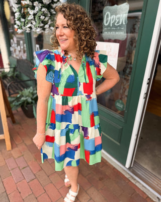 Retreat Yourself Brushstroke Print Dress - The Southern Loft