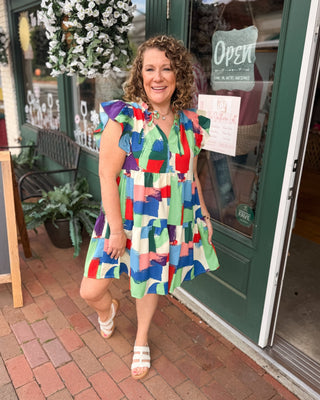Retreat Yourself Brushstroke Print Dress - The Southern Loft