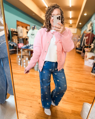 Risen Crop Wide Leg Embroidered Jeans - The Southern Loft