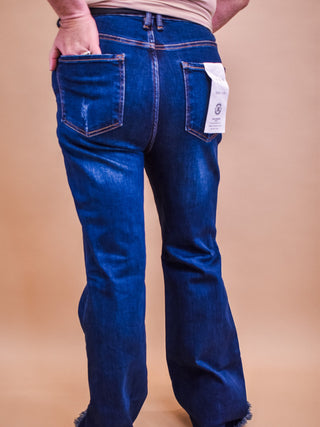 RISEN Frayed Hem Flare Jeans With Belt - The Southern Loft