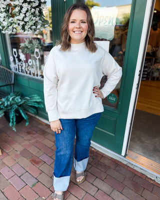 Risen High Rise Ankle Straight Wide Cuff Hem Jeans - The Southern Loft