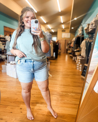 Risen High Rise Cuffed Denim Shorts - The Southern Loft