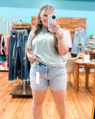 Risen High Rise Cuffed Denim Shorts - The Southern Loft