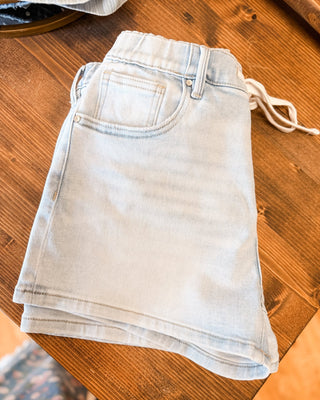 Risen Slouchy Front Tie Detail Denim Shorts - The Southern Loft