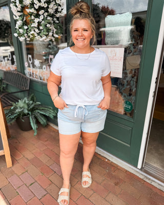 Risen Slouchy Front Tie Detail Denim Shorts - The Southern Loft