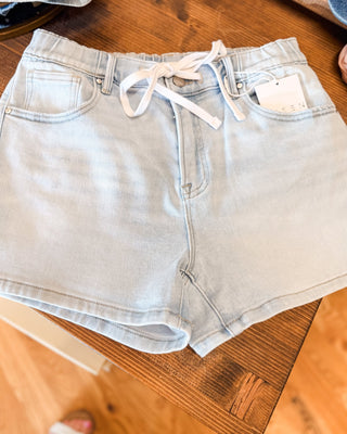 Risen Slouchy Front Tie Detail Denim Shorts - The Southern Loft