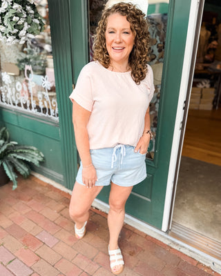 Risen Slouchy Front Tie Detail Denim Shorts - The Southern Loft