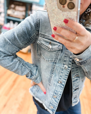 Run Around Town Frayed Denim Jacket - The Southern Loft