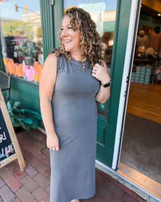 Simply Effortless Sleeveless Side Slit Midi Shirt Dress - The Southern Loft