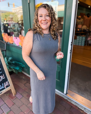 Simply Effortless Sleeveless Side Slit Midi Shirt Dress - The Southern Loft