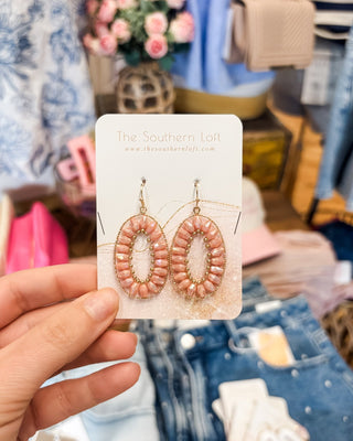 Simply Stunning Beaded Oval Drop Earrings - The Southern Loft