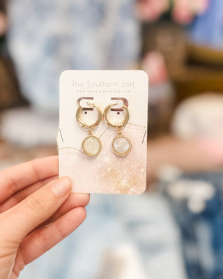 Sincere Love Hoops With Pearlescent Circle Earrings - The Southern Loft