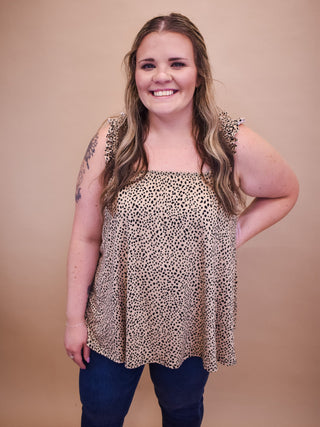 Smocked and Dotted Sleeveless Top - The Southern Loft