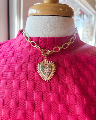 Spiked Heart Chunky Chain Toggle Necklace - The Southern Loft