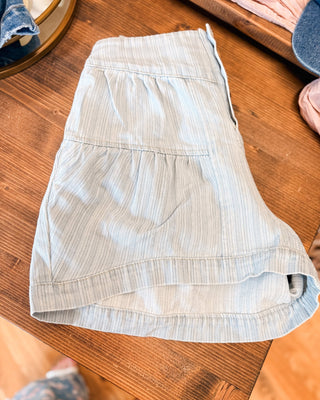 Striped Button Closure Denim Shorts - The Southern Loft
