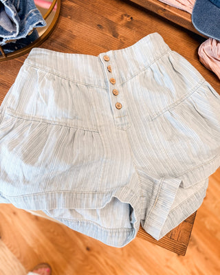 Striped Button Closure Denim Shorts - The Southern Loft
