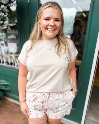 Summer Petals Floral Print Scalloped Edge Shorts - The Southern Loft