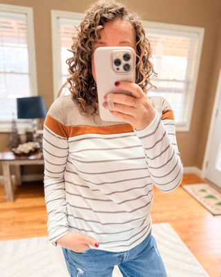 Sweet Charmer Striped Colorblock Top - The Southern Loft