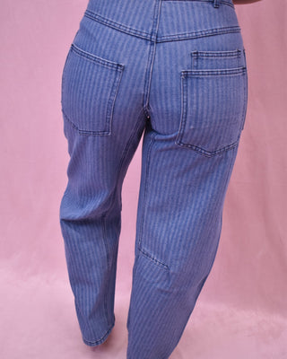 Sweet Lovely Striped Patchwork Barrel Jeans - The Southern Loft