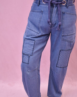 Sweet Lovely Striped Patchwork Barrel Jeans - The Southern Loft