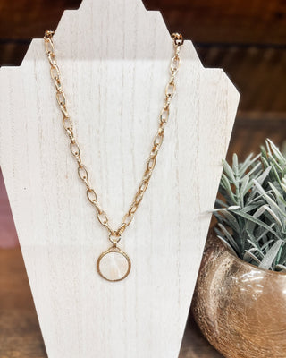 Sweet Mother of Pearl Chain Link Necklace - The Southern Loft