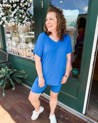 Sweet Serenity V - Neck Top & Biker Shorts Set - The Southern Loft