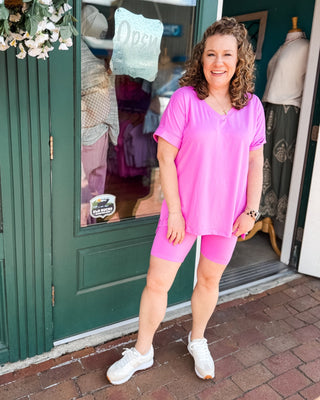 Sweet Serenity V - Neck Top & Biker Shorts Set - The Southern Loft