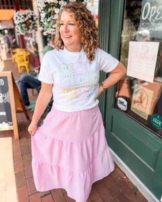 Sweet Sunday Tiered Gingham Midi Skirt - The Southern Loft