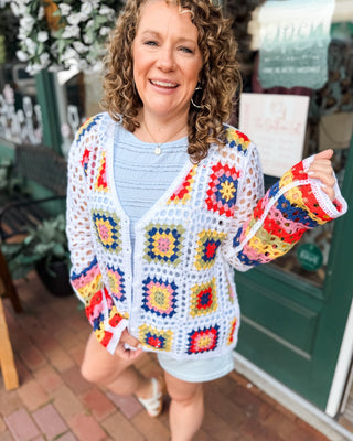 Take A Minute Patchwork Crochet Cardigan - The Southern Loft