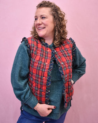 Tartan Christmas Plaid Ruffle Vest - The Southern Loft