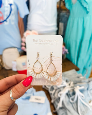 Textured Metal & Rhinestone Teardrop Earrings - The Southern Loft
