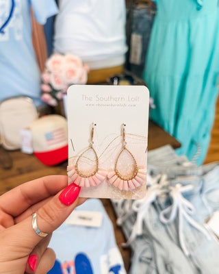 Textured Metal & Rhinestone Teardrop Earrings - The Southern Loft