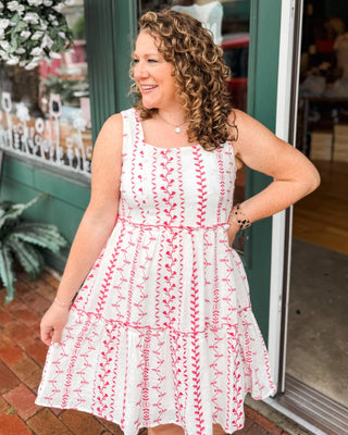 The Ella Botanical Sleeveless Embroidered Mini Dress - The Southern Loft