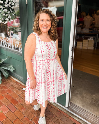 The Ella Botanical Sleeveless Embroidered Mini Dress - The Southern Loft
