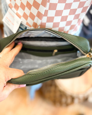 The Nova Pebble Vegan Leather Crossbody Bag w/ Canvas Strap - The Southern Loft