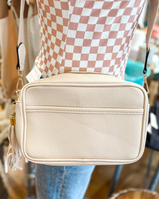 The Nova Pebble Vegan Leather Crossbody Bag w/ Canvas Strap - The Southern Loft