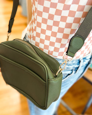 The Nova Pebble Vegan Leather Crossbody Bag w/ Canvas Strap - The Southern Loft
